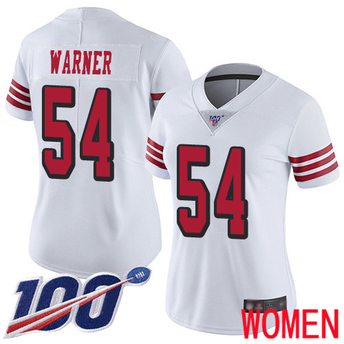 San Francisco 49ers Limited White Women 54 Fred Warner Jersey NFL 54 100th Season Rush Vapor